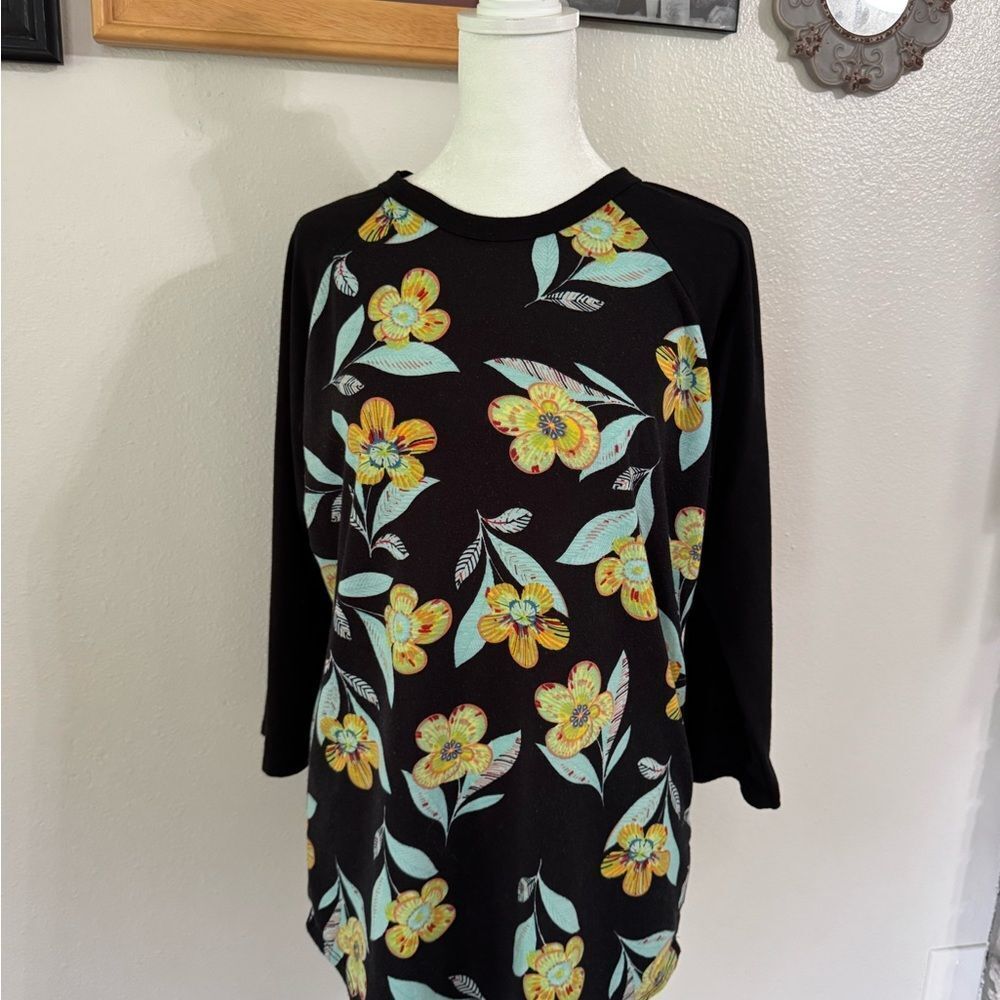 Floral Black Top